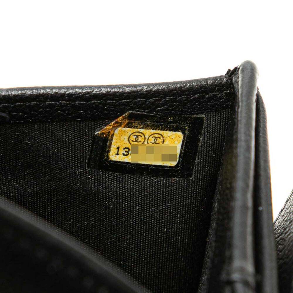 CHANEL Authentic Black Lambskin Leather Logo Wallet - Picture 8 of 10